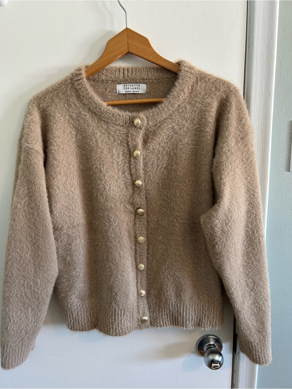 Brunette The Label Taupe Button-Up Cardigan